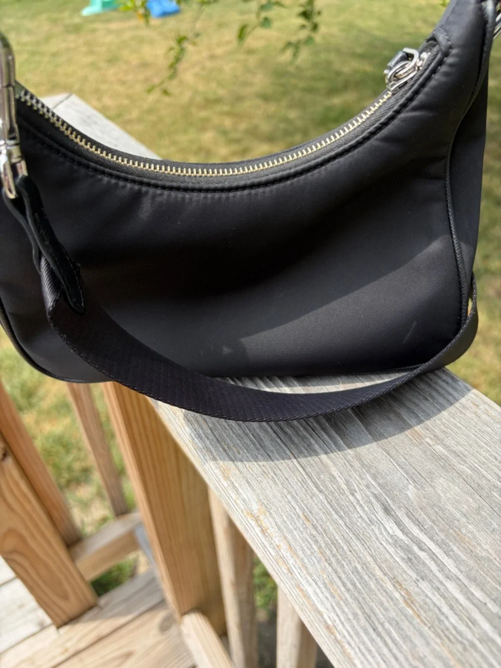 Prada Re-Edition 2005 Black Nylon Messenger Bag with Logo Strap